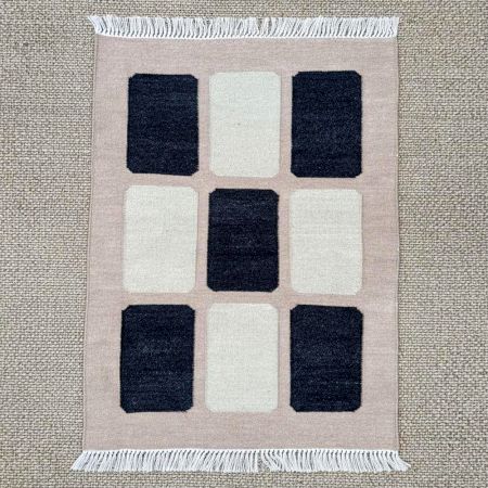 Handmade Wool Multicolor Vintage Dhurrie For Living